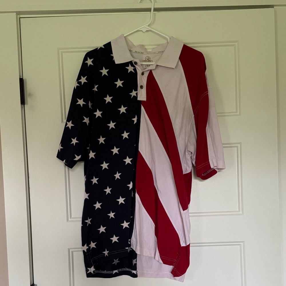 RedHead Men's Patriotic Polo - Red, White & Blue Flag Design